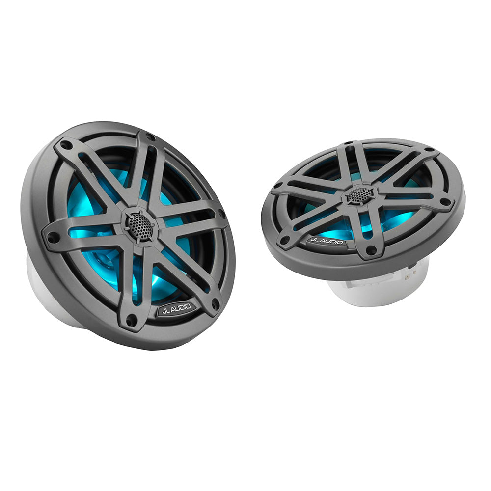 JL Audio M3 Series 65 Marine Coaxial Speakers wGrey Metallic Sport Grilles wRGB LED Lighting M3650XSGmi 0100306200