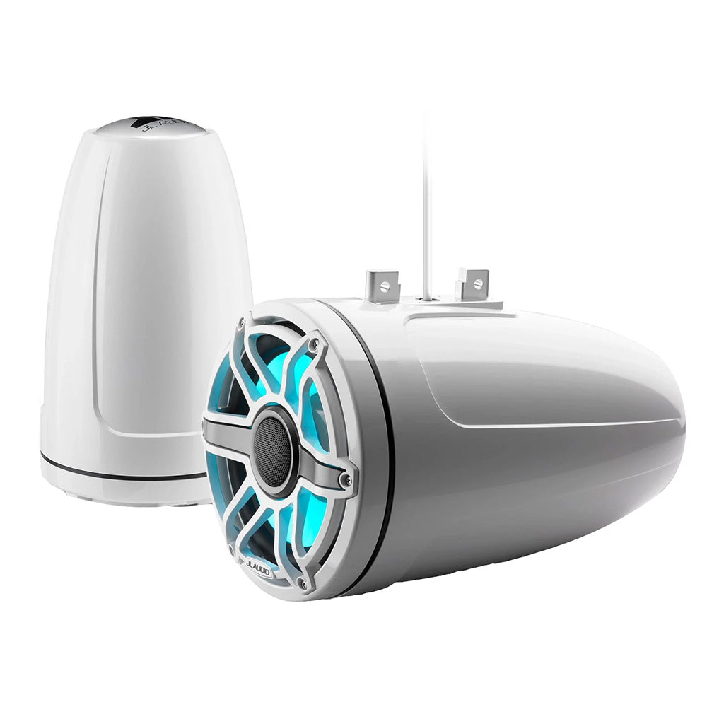 JL Audio M6 Series 88 Enclosed Tower Coaxial System wGloss White Sport Grille Transflective LED Lighting