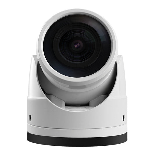 Raymarine CAM400 marine IP camera in white, designed for day and night surveillance on boats and ships.