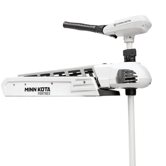 Minn Kota Riptide Fortrex 80 saltwater bow-mount trolling motor with 24V, 80lb thrust, and 62-inch shaft length.