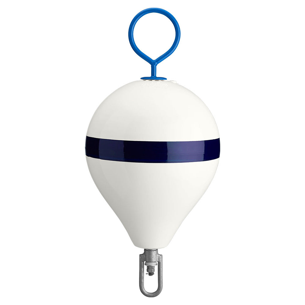 Polyform 135 CM Mooring Buoy wGalvanized Iron White Blue Stripe CM2 WHT WSTR