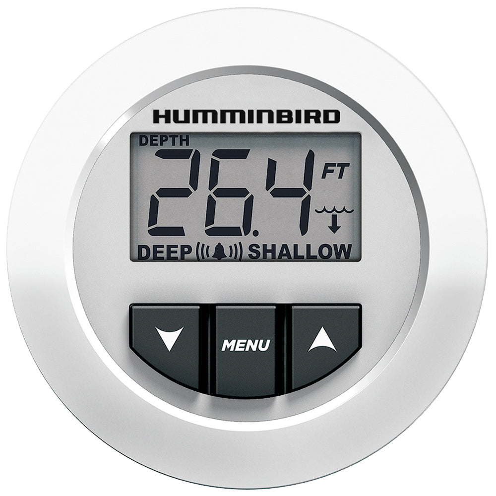 Humminbird HDR 650 marine instrument display with black, white, or chrome bezel and transducer for boat navigation and fish finding