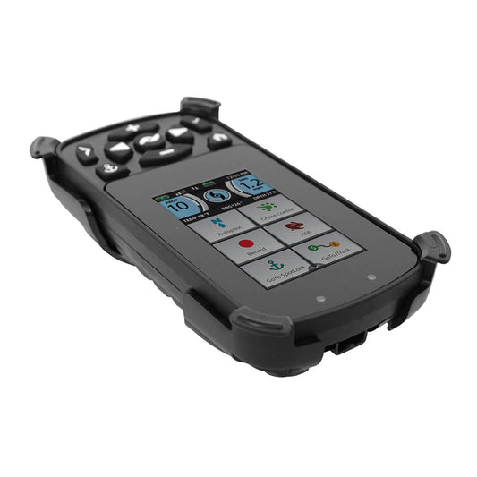 Minn Kota i-Pilot Link remote holding cradle with Bluetooth for trolling motor accessories, shown in a close-up image.