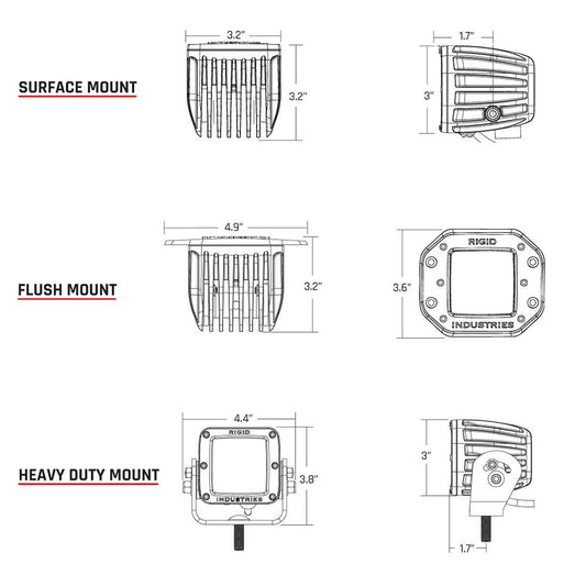 RIGID Industries DSeries PRO Flush Mount Spot LED Midnight Edition Pair Black 212213BLK