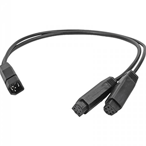 Humminbird 9 M SILR Y dual side imaging transducer adapter cable for HELIX fish finders, with cable and connectors shown.