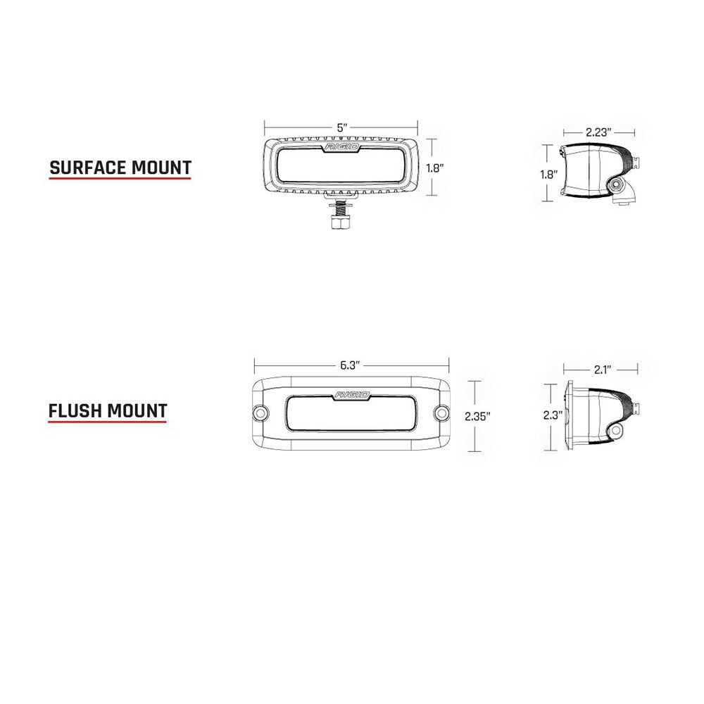 RIGID Industries SRQ PRO Back Up Light Kit Surface Mount Diffused Pair Black 980023