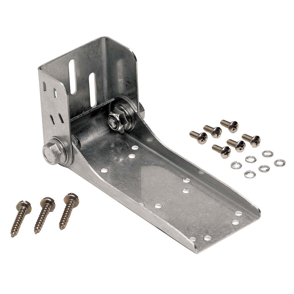 Humminbird MHX-HW MEGA Imaging metal transom mount bracket for transducer accessories on a boat.