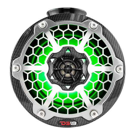 DS18 HYDRO 65 Compact Wakeboard Pod Tower Speaker wRGB LED Lights 375W Black Carbon Fiber CFPS6