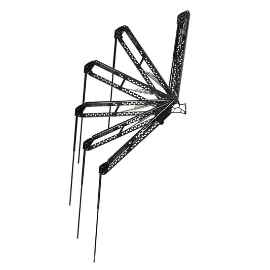Minn Kota Raptor 8 shallow water anchor in black with active anchoring system, shown with anchor and mounting components.