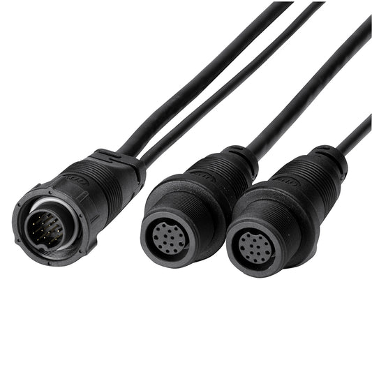Humminbird SOLIX/APEX side imaging 2D splitter cable, model 720111-1, accessory for fish finder system, with cable and connectors.