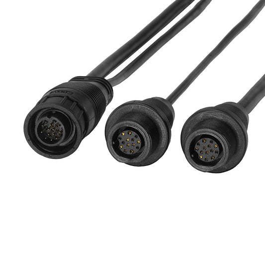 Humminbird SOLIX/Apex Side Imaging Left-Right Splitter Cable, marine accessories, with black and red connectors and cable ends.