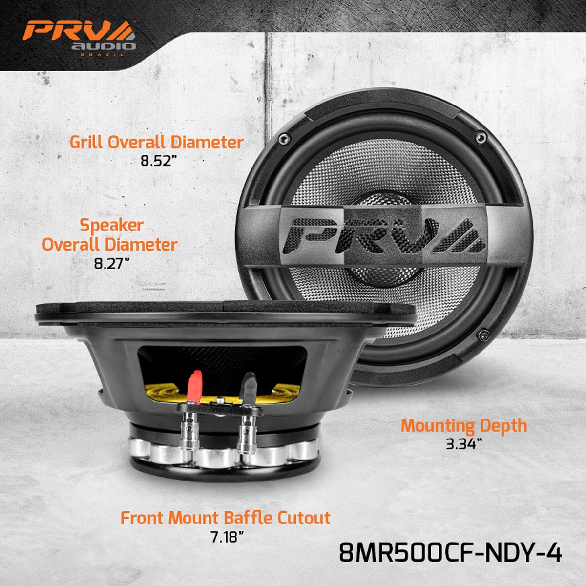 PRV Audio - Moto Series 8" Carbon Fiber Neodymium Midrange Loudspeaker (Pair)