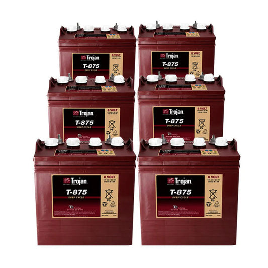 Trojan 8 Volt T-875 Golf Cart Battery 8V/170Ah (6 Pack - 48V)