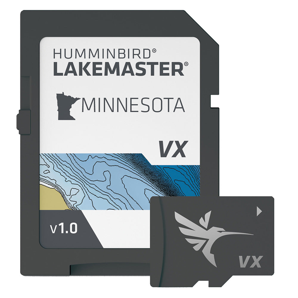 Humminbird LakeMaster VX Minnesota map card showing detailed lake and water body features for Humminbird fish finders.