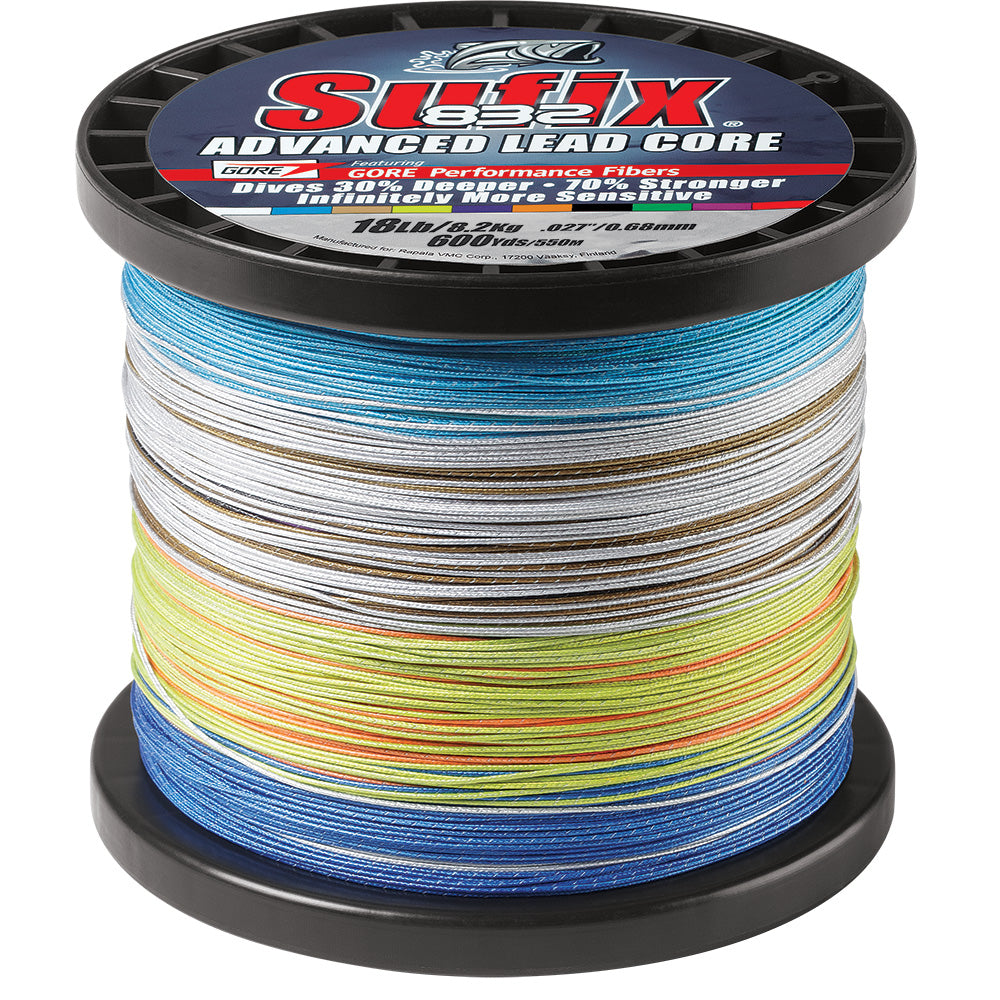 Sufix 832 Advanced Lead Core 18lb 10Color Metered 600 yds 658318MC