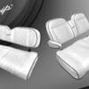 STEELENG KOZIP BNDL-SCDS07-SFDS09-SC0033 – Kozip Aeris Front and Rear Seat Cushion Set with NOMAD Seat frame for Club Car DS (2000.5-up) – White Base with Black Piping – White Stitching