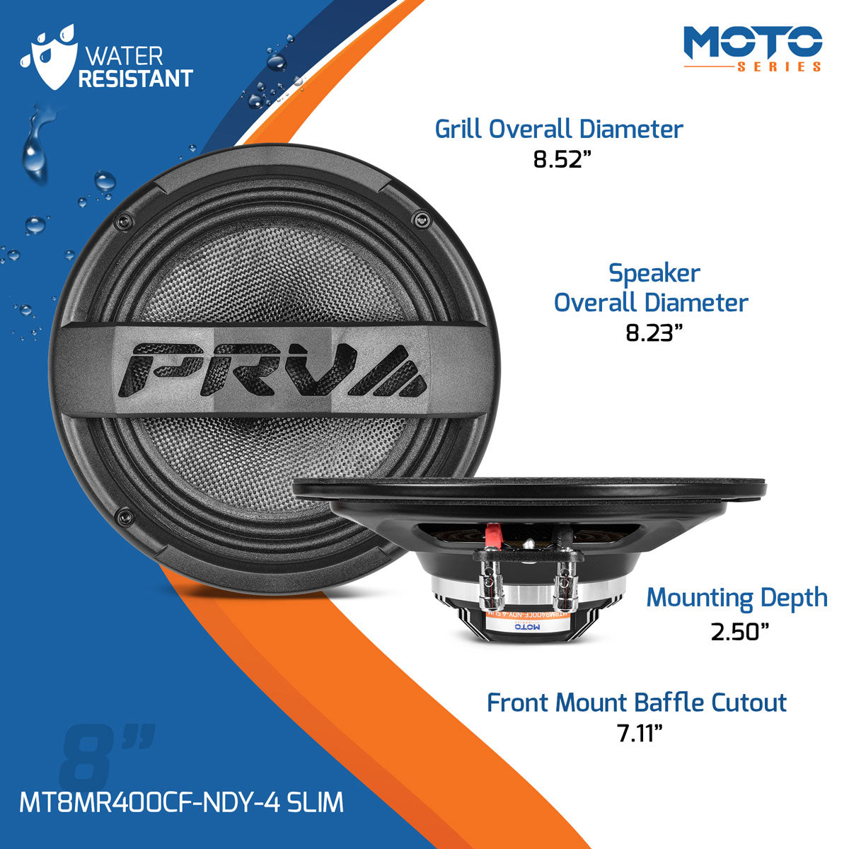 PRV Audio - Moto Series 8" Carbon Fiber Neodymium Midrange Loudspeaker (Each)