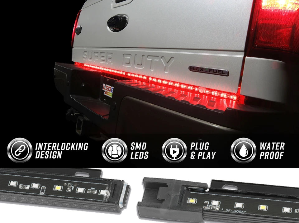 LEDGlow 2pc 60" Full-Size Truck Tailgate LED Light Bar with White Reverse Lights