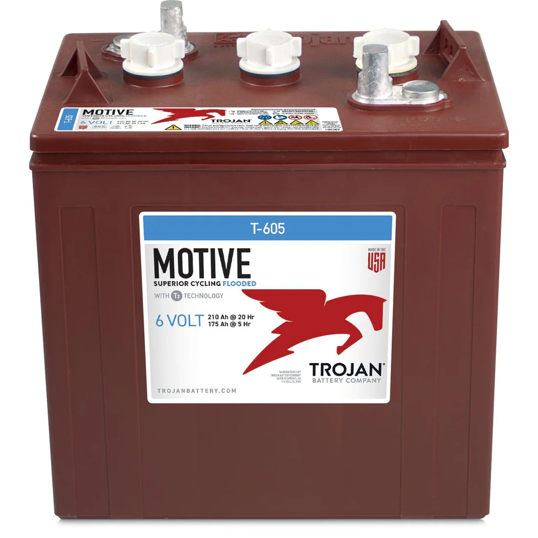Trojan Motive T-605 6V 210Ah Flooded Lead Acid GC2 Deep Cycle Battery (6 Pack - 36V)
