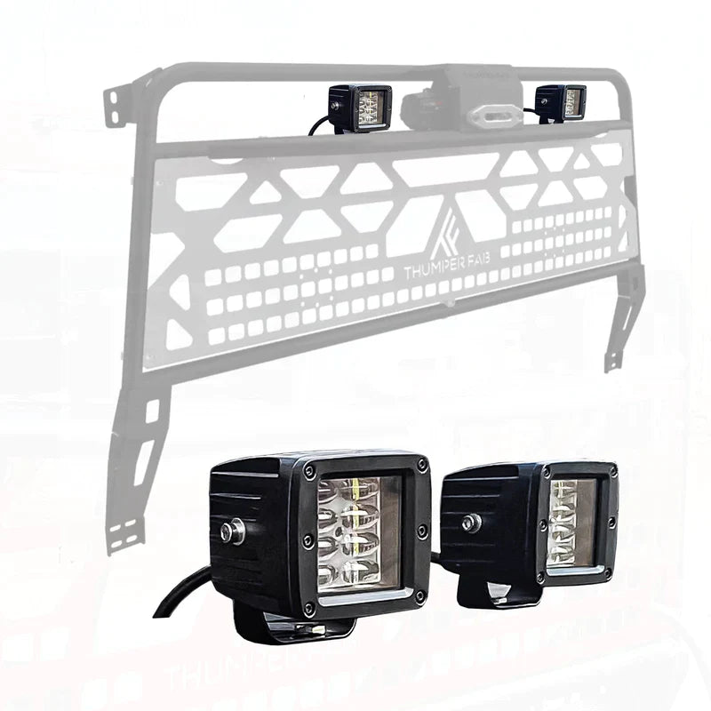 Can-Am Defender Winch Headache with Dual 3" LED Work Light Kit Rack by Thumper Fab