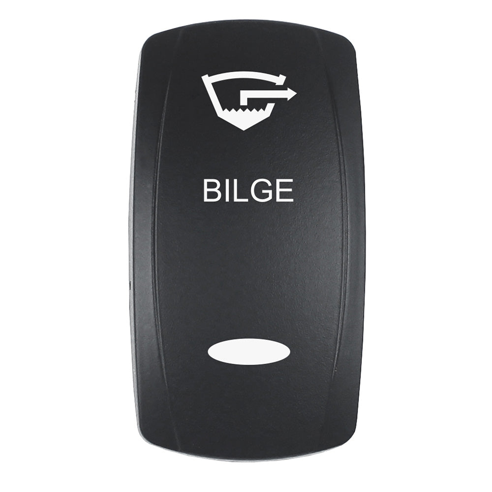 Pacer Actuator  BILGE fV Series Contura Switches  Black  Laser Etched TopBottom Light EV2LEBLG