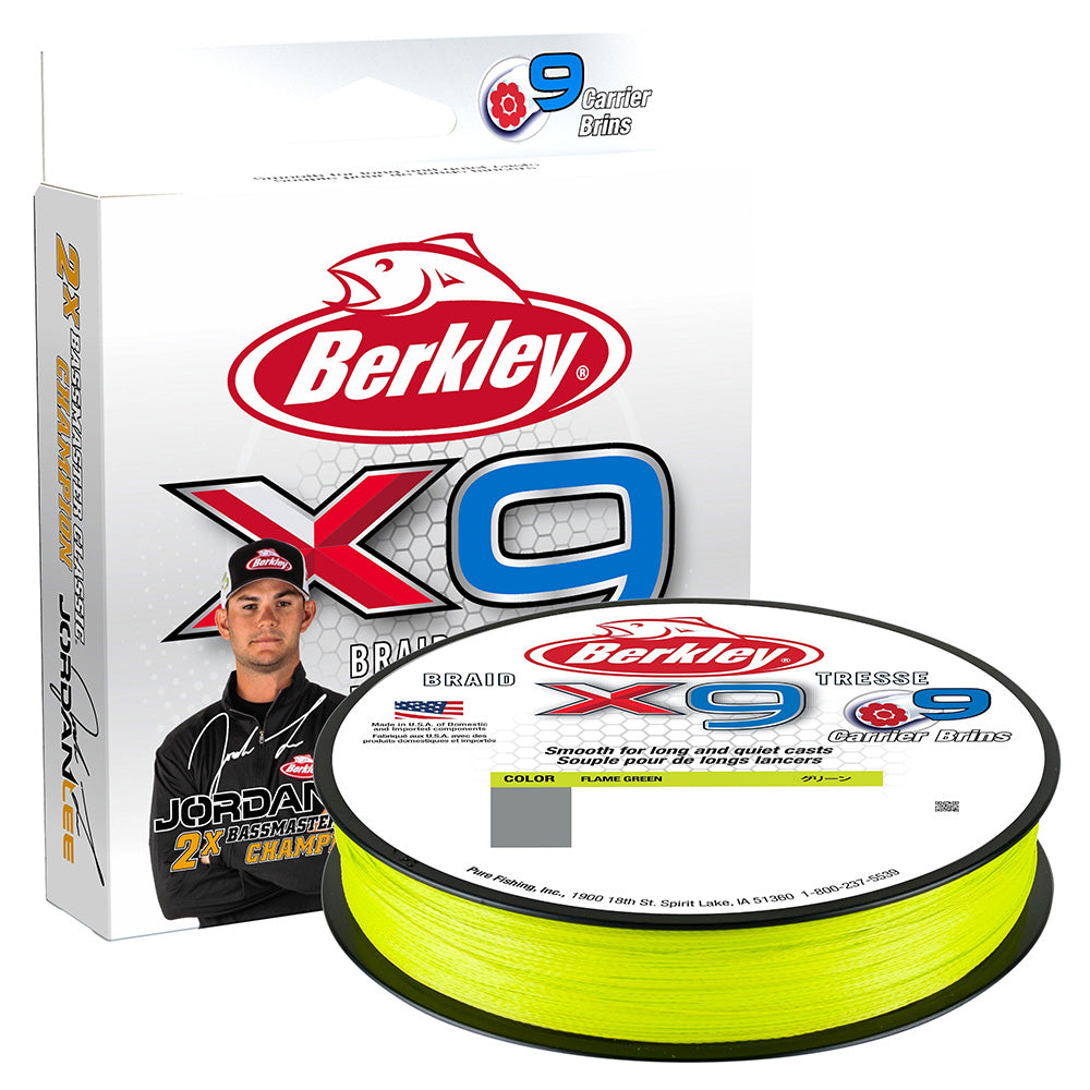 Berkley x9 Flame Green Braid  40lb  164 yds  X9BFS40GG 1614435