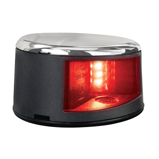 Hella Marine NaviLED Gen II port deck mount navigation lamp in stainless steel for marine vessel navigation.