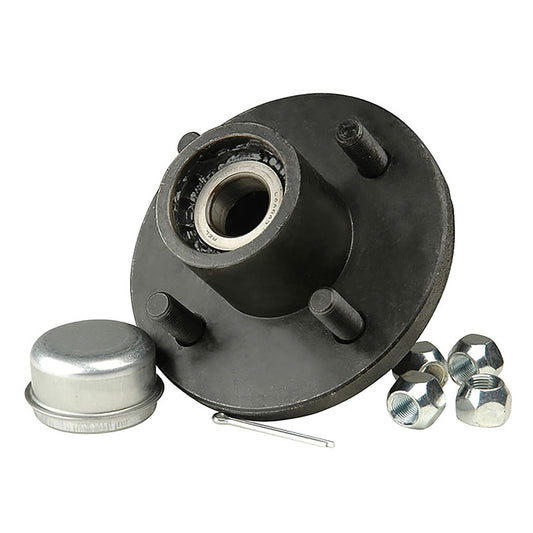 C.E. Smith 4x4" hub kit with 1" straight spindle and 1.25" seal ID, showing metal hub components and bearing assembly.