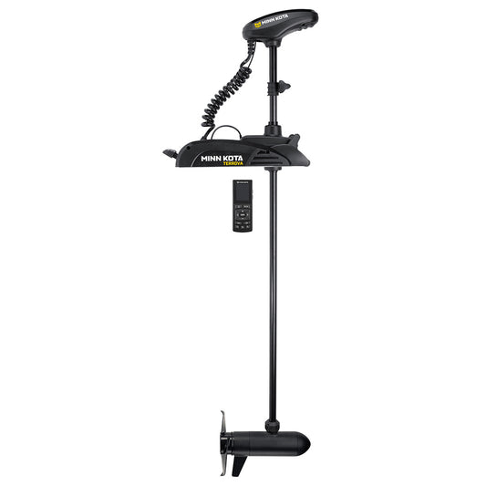 Minn Kota Terrova 80 trolling motor with 24V, 80lb thrust, 60-inch shaft, wireless remote control, mounted on a boat.