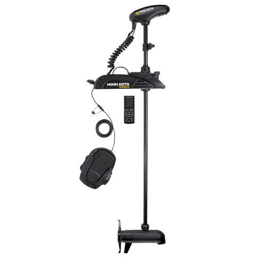 Minn Kota Terrova 80 trolling motor with 24V, 80lb thrust, 60-inch shaft, wireless remote, mounted on a boat.
