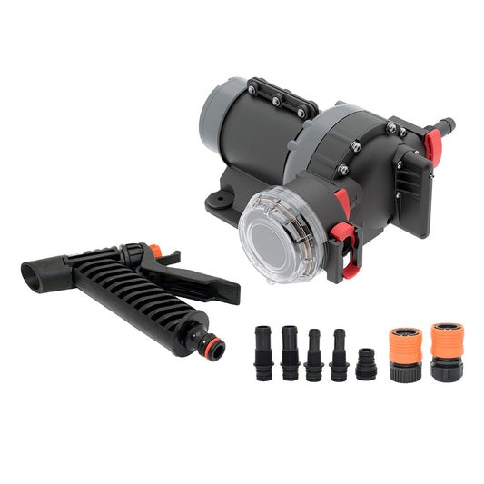 Johnson Pump Aqua Jet II WD pressure washdown pump, 5.2 GPM, 24V, shown in a detailed image of the half kit assembly.