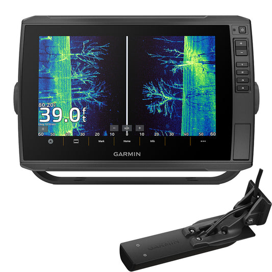 Garmin ECHOMAP Ultra 2 106sv GPS fishfinder combo with GT56UHD-TM transducer on a boat display screen.