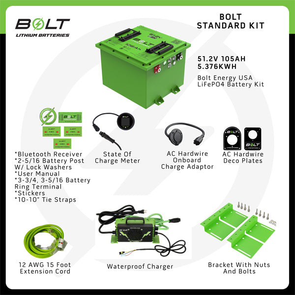 Bolt Energy 48V 105AH Heated Lithium Battery Conversion Kit Polaris Ranger EV