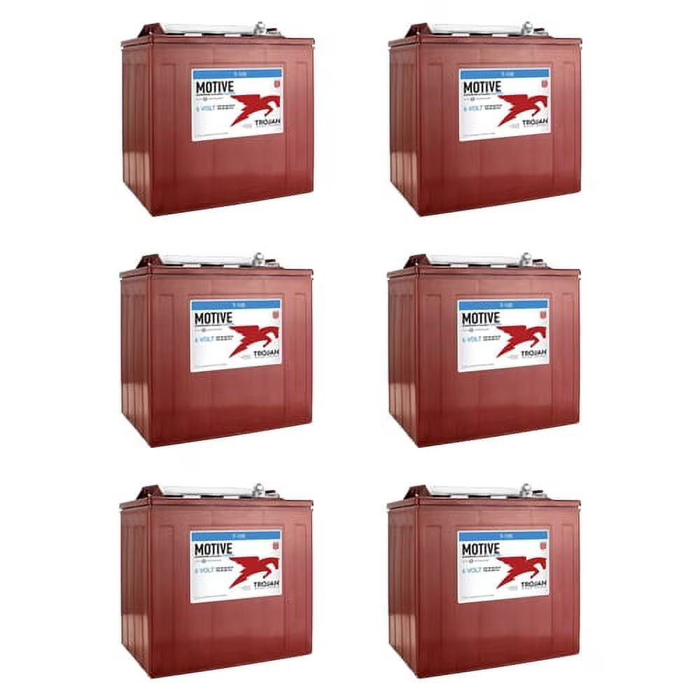 Trojan Motive T-605 6V 210Ah Flooded Lead Acid GC2 Deep Cycle Battery (6 Pack - 36V)