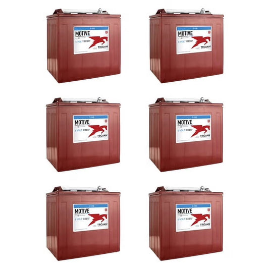 Trojan Motive T-605 6V 210Ah Flooded Lead Acid GC2 Deep Cycle Battery (6 Pack - 36V)