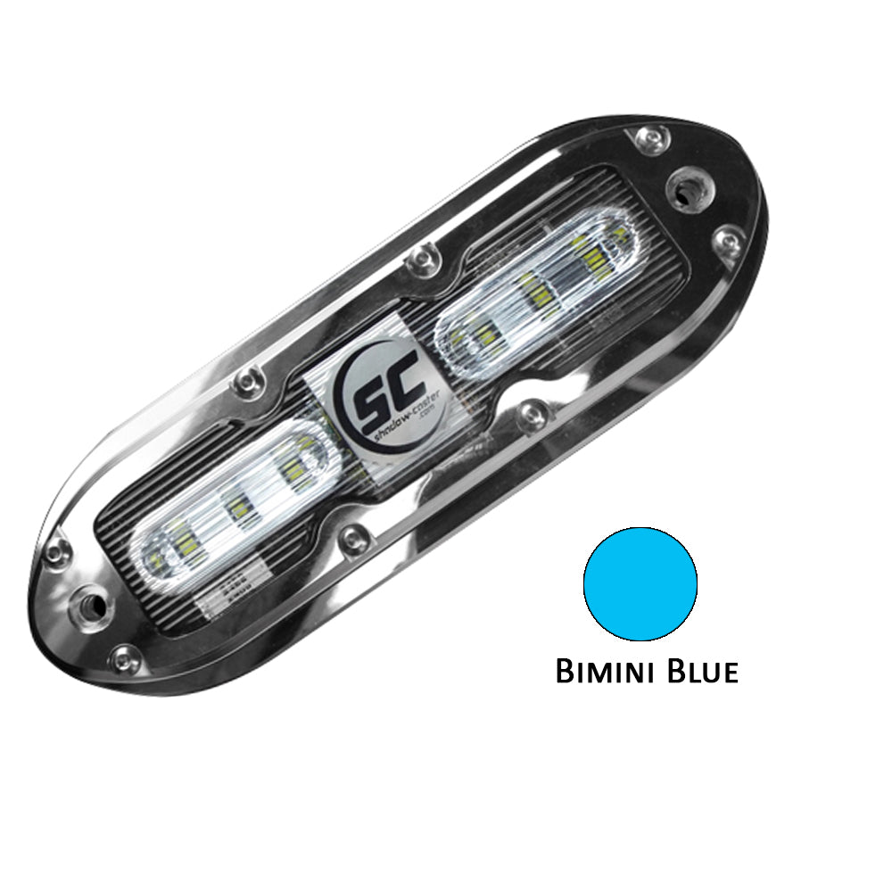 ShadowCaster SCM6 LED Underwater Light w20 Cable  316 SS Housing  Bimini Blue SCM6BB20
