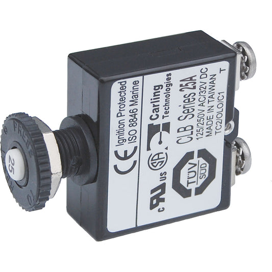 Blue Sea Push Button Reset Only Screw Terminal Circuit Breaker  25 Amps 2135