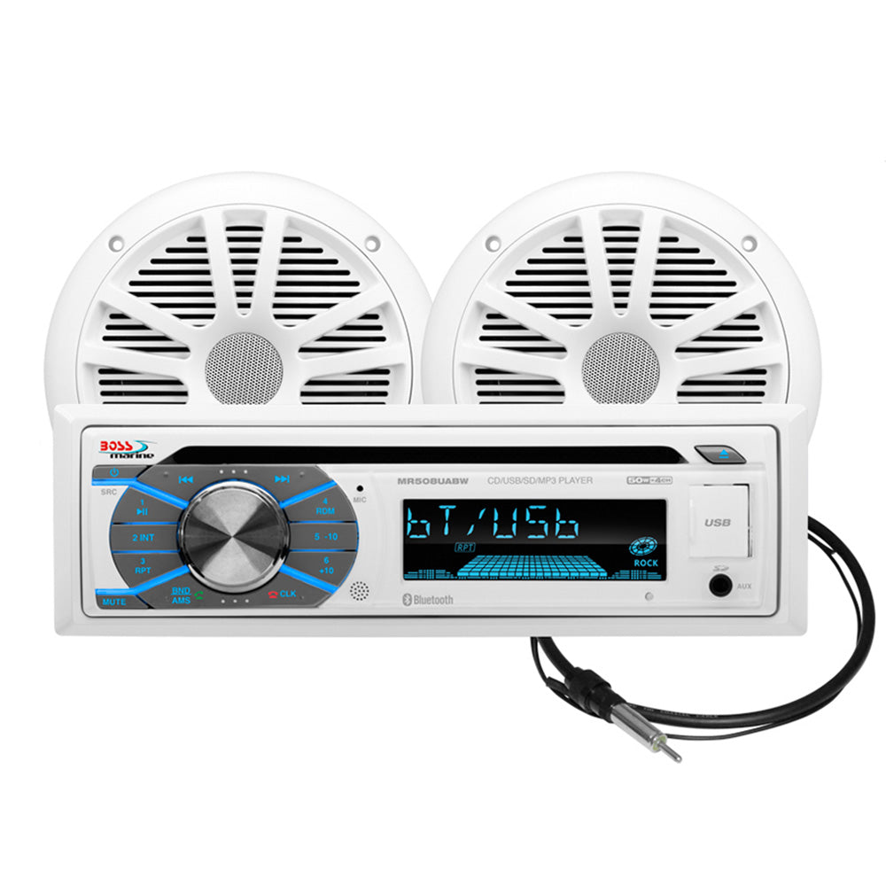 Boss Audio MCK508WB6 Marine Stereo  65 Speaker Kit  White MCK508WB6