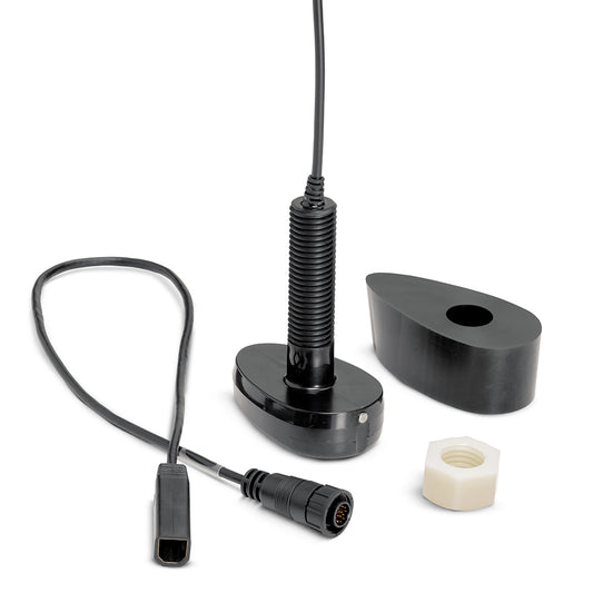 Humminbird XPTH-9-HW-T dual spectrum CHIRP plastic thru-hull transducer with temperature sensor for boat fish finders.