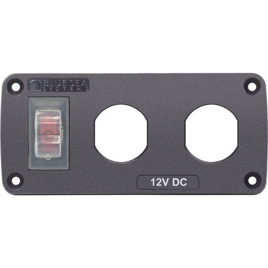 Blue Sea 4364 Water Resistant USB Accessory Panel  15A Circuit Breaker 2x Blank Apertures 4364