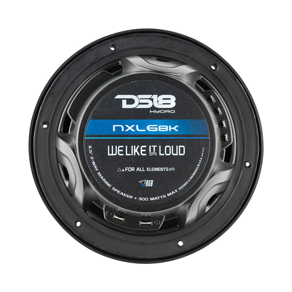 DS18 HYDRO 65 2Way Marine Speakers wRBG LED Lights 300W  Matte Black NXL6BK