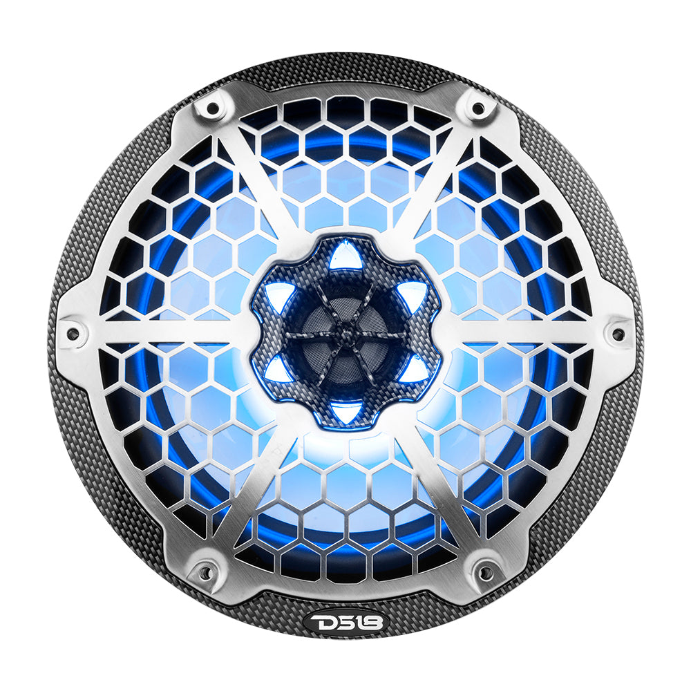 DS18 HYDRO 8 2Way Marine Speakers wRGB LED Lights  125W RMS 4Ohm  Black Carbon Fiber CF8M