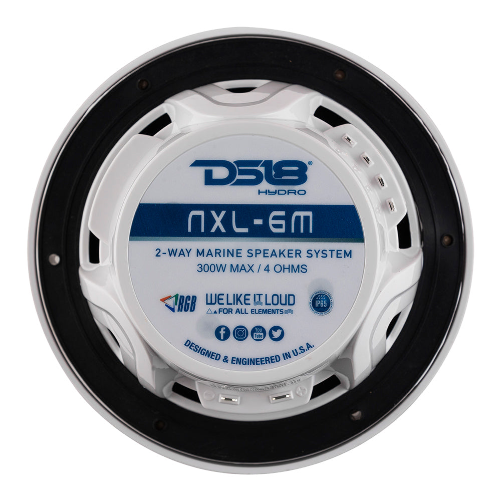 DS18 New Edition HYDRO 65 2Way Marine Speakers wRGB LED Lighting 300W  White NXL6MWH