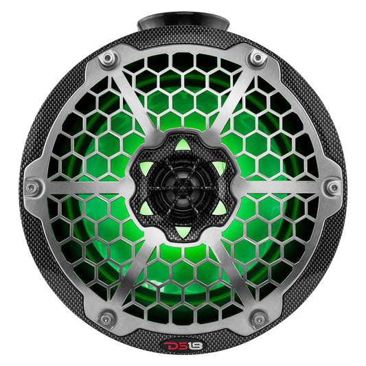DS18 HYDRO 8 Compact Wakeboard Pod Tower wRGB Light  375W  Black Carbon Fiber CFPS8