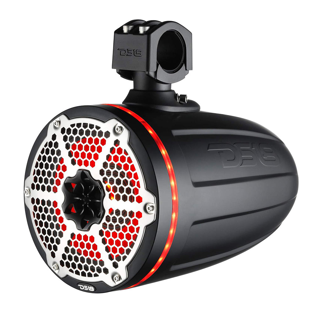 DS18 8 Neodymium Marine Towers wBuiltin Passive Radiator 1 Driver  RGB LED Light  Black NXLX8TPNEOBK
