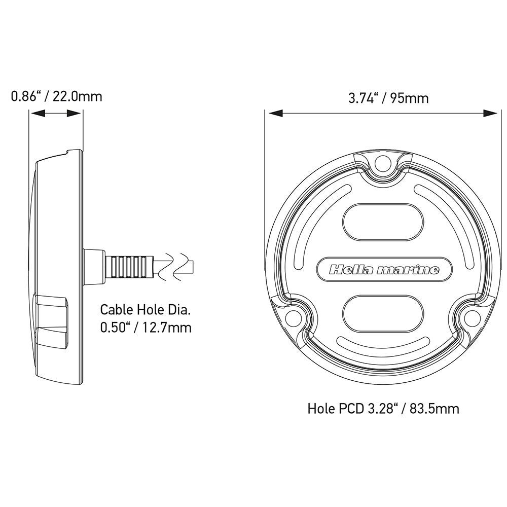 Hella Marine A2 RGB Underwater Light  3000 Lumens  Black Housing  Charcoal Lens wEdge Light 016148001