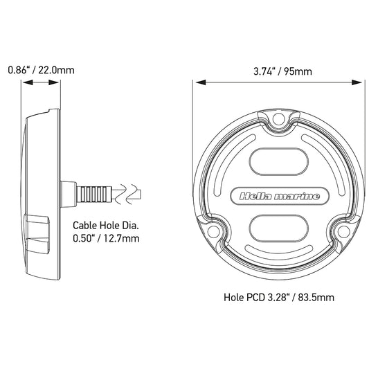 Hella Marine A2 RGB Underwater Light  3000 Lumens  Black Housing  Charcoal Lens wEdge Light 016148001
