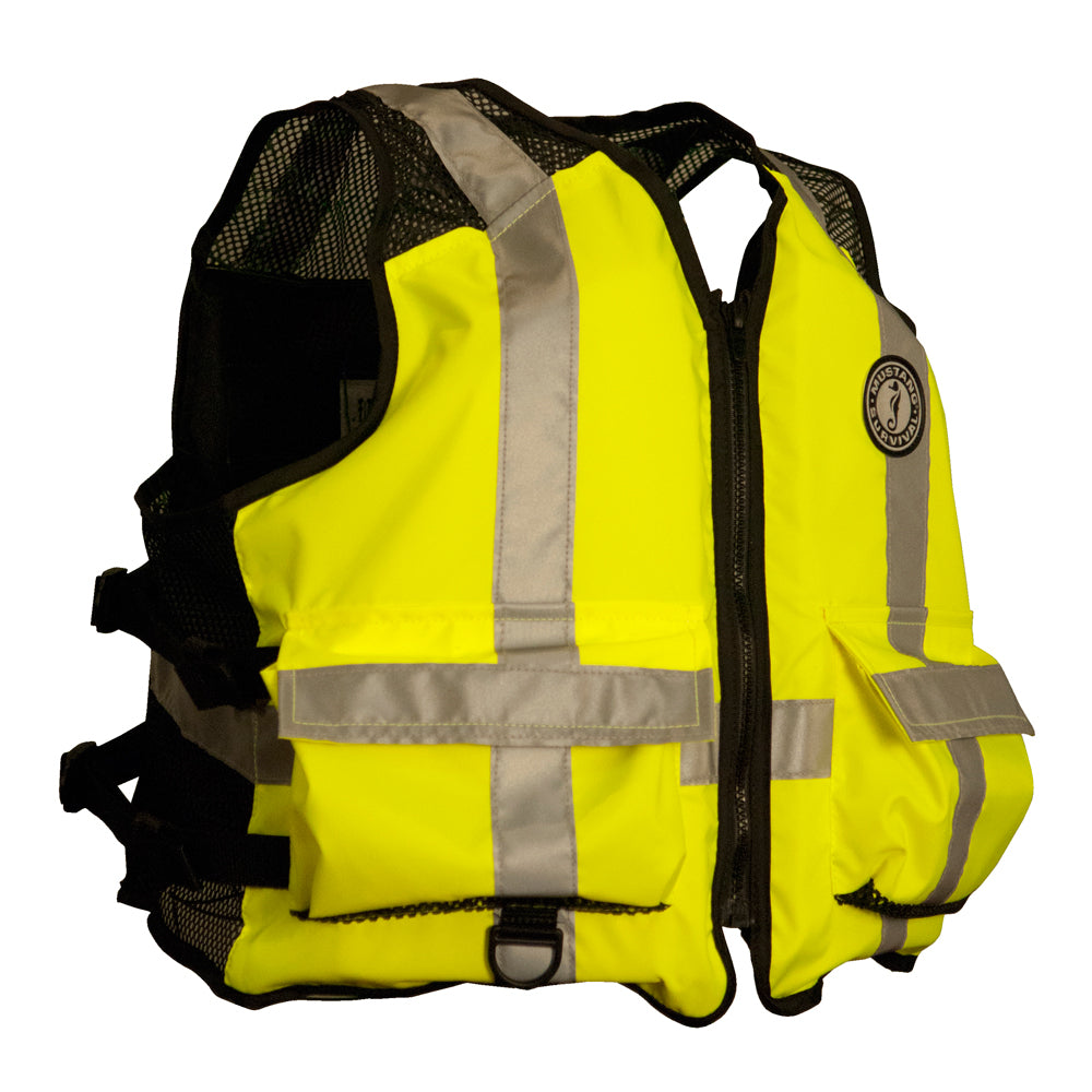 Mustang High Visibility Industrial Mesh Vest  Fluorescent YellowGreenBlack  XLLarge MV1254T3239LXL216