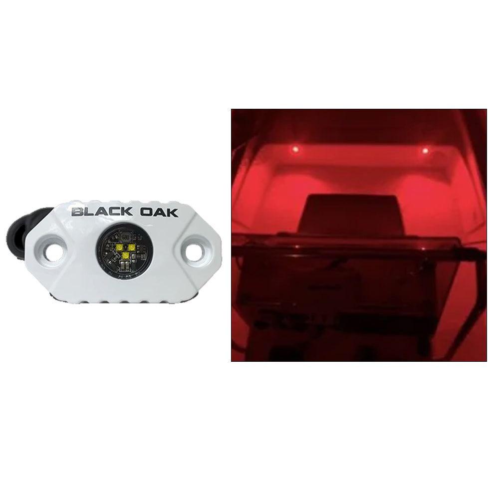 Black Oak Rock Accent Light  Red LEDs  White Housing MALR