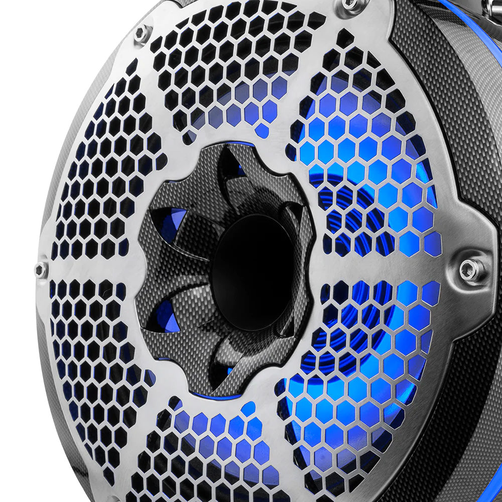 DS18 HYDRO 10 Neodymium Marine Towers wBuiltIn Passive Radiator 1 Driver  RGB LED Light  900W  Black CFX10TPNEO